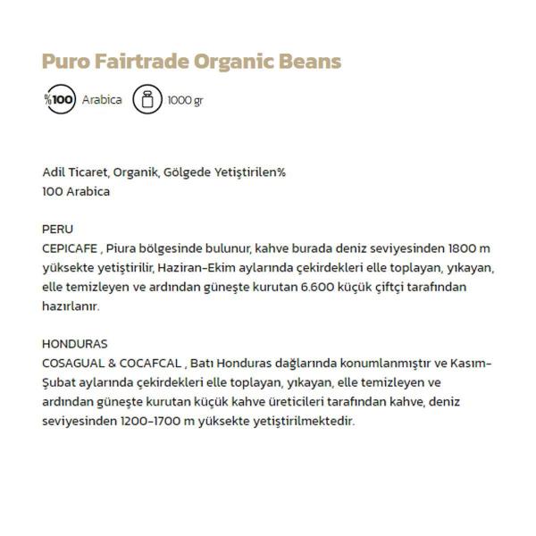 Puro Fairtrade Beans Bio Organik Çekirdek Kahve (9 X 1Kg) 9Kg