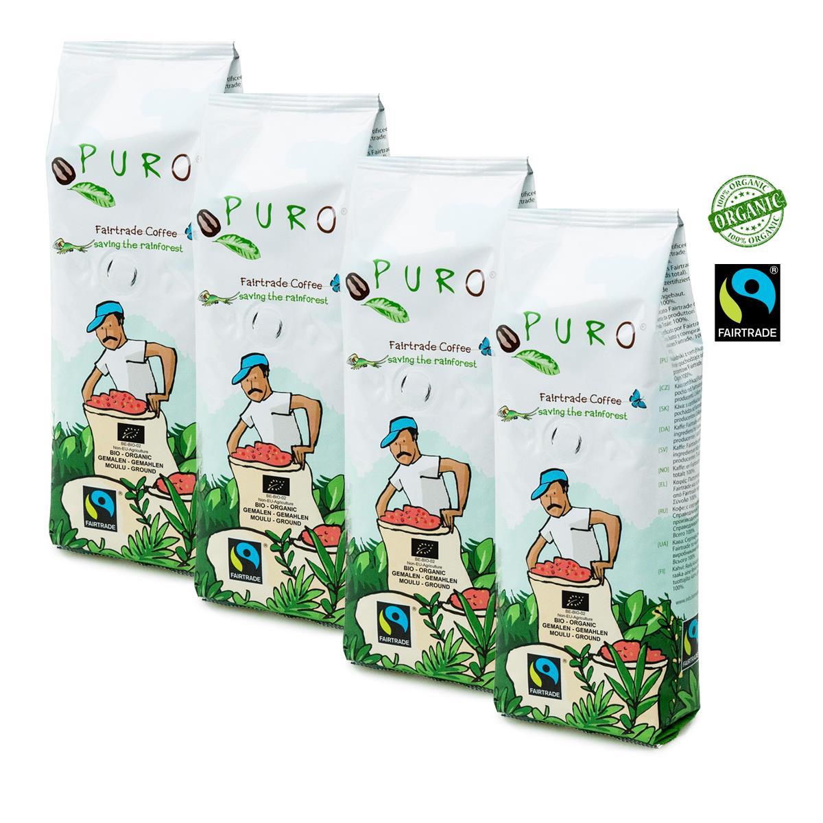 Puro Fairtrade Ground Bio Organik Filtre Kahve 1 Kg (4x250 gr)